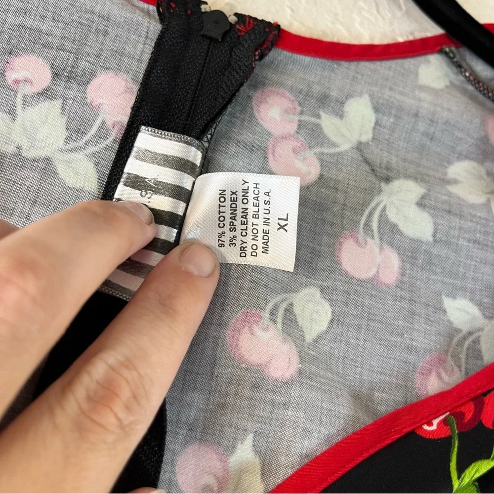 Pinup Couture Natasha Rockabilly Wiggle Cherry Print Dress - Picture 11 of 11